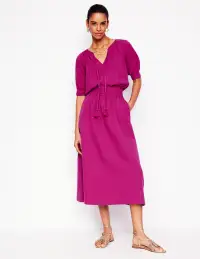 Double Cloth Smocked Skirt-Fuchsia