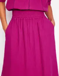 Double Cloth Smocked Skirt-Fuchsia(2)