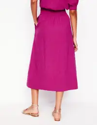 Double Cloth Smocked Skirt-Fuchsia(2)