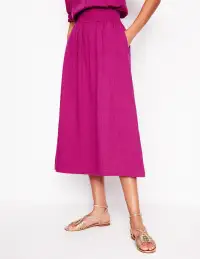 Double Cloth Smocked Skirt-Fuchsia(2)