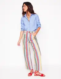 High Rise Stripe Crop Jeans-Green and Pink Rainbow Stripe