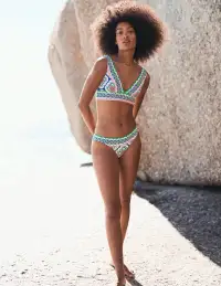 Porto Bikini Top-Bright Blue. Botanic Blush