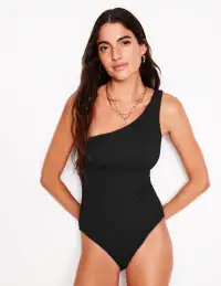 One Shoulder Swimsuit-Black