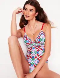 Kasos String V Neck Swimsuit-Multi. Ornate Thistle