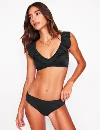 Evia Ruffle Bikini Top-Black