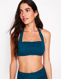 Kythira Ruched Bikini Top-Oceanside Blue