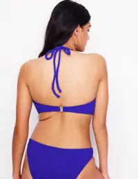 Crinkle Texture Bikini Top-Cobalt(2)