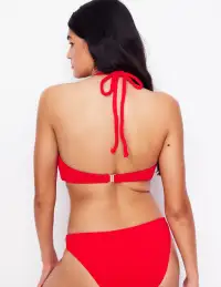 Crinkle Texture Bikini Top-Tulip Red