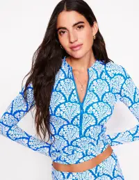 Piped Raglan Rash Guard-Bright Blue. Blossomy