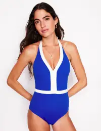 Ios V Panel Swimsuit-Cobalt Blue/Ivory