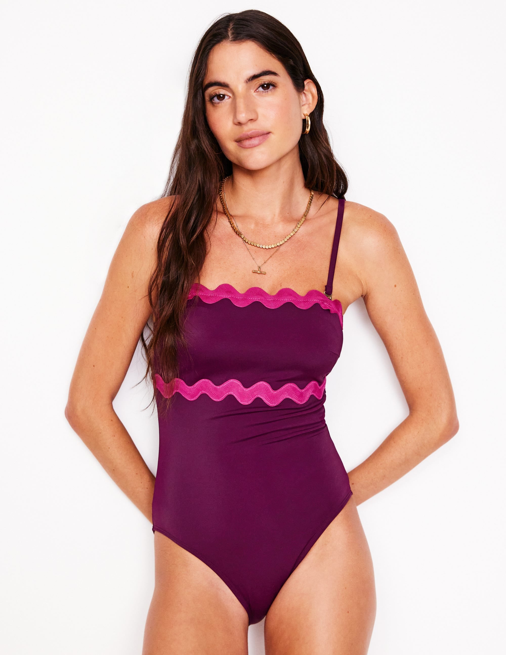 Giant Rik Rak Swimsuit-Chocberry. Jewel