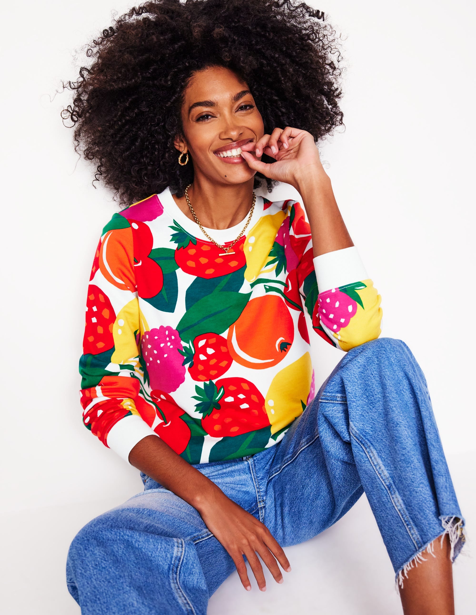 Hannah Printed Sweatshirt-Multi. Summer Fruits
