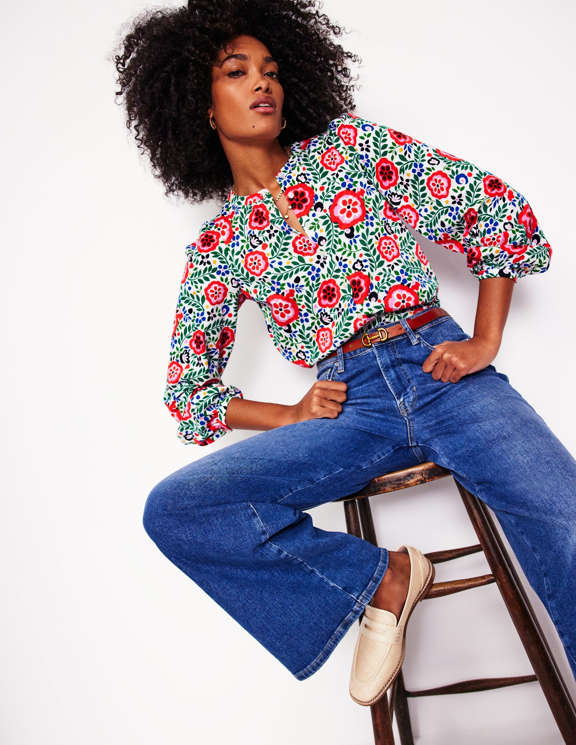 Marina Jersey Shirt-Multi. Foliage Scatter