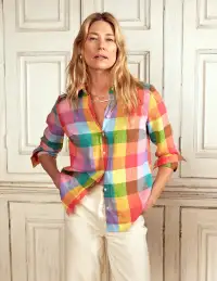 Sienna Linen Shirt-Rainbow Multi Gingham
