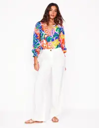 Evie Double Cloth Top-Multi. Foliage Twirl
