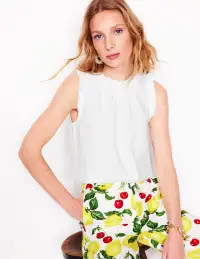 Sophie Ruffle Linen Top-White