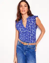 Lola Sleeveless Top-Bright Blue. Seashell