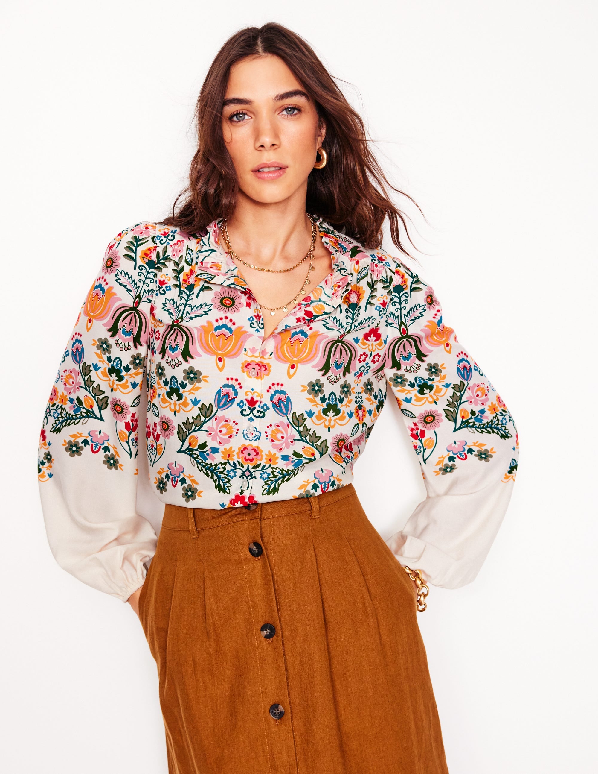 Ruffle Collar Blouse-Ivory. Tulip Fusion