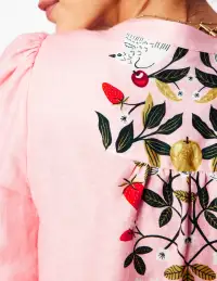 Alicia Linen Top-Provence Pink. Bird Paradise(2)