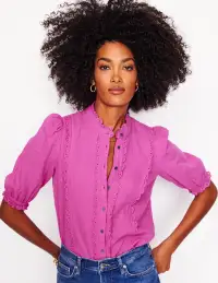 Scallop Double Cloth Top-Cosmos Pink(2)