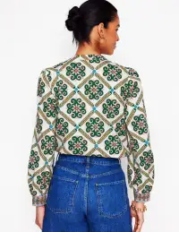 Cotton Notch Neck Top-Ivory. Baroque Tile(2)