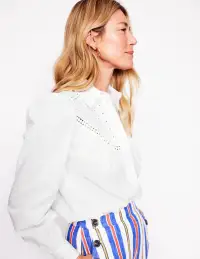 Broderie Contrast Yoke Shirt-White(2)