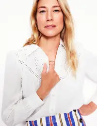 Broderie Contrast Yoke Shirt-White(2)