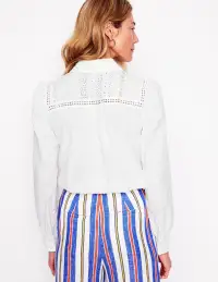 Broderie Contrast Yoke Shirt-White(2)