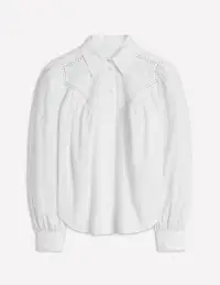Broderie Contrast Yoke Shirt-White(2)