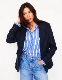Stamford Linen Blazer-Navy