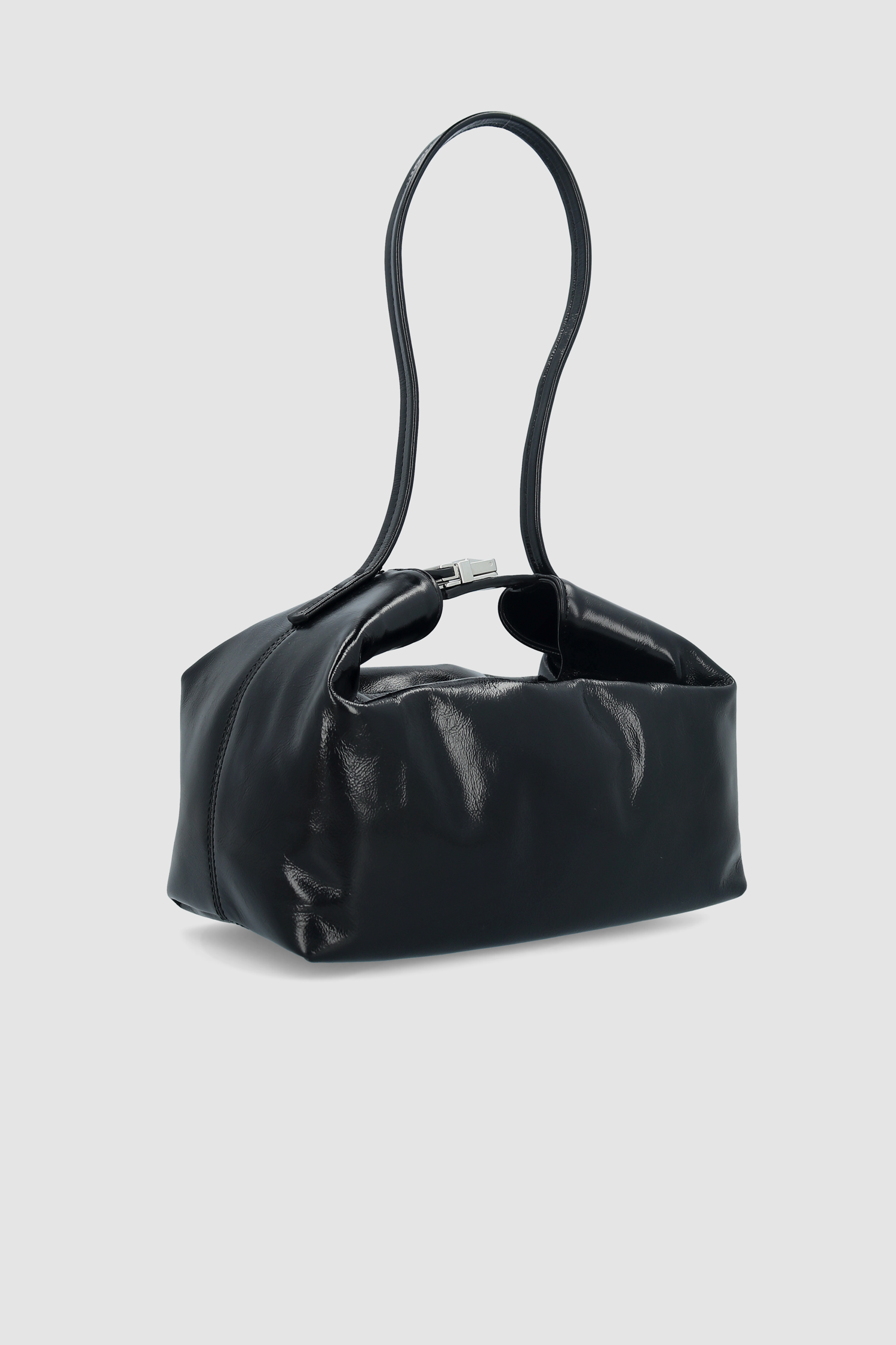 Bea Black Creased Leather Hobo Bag