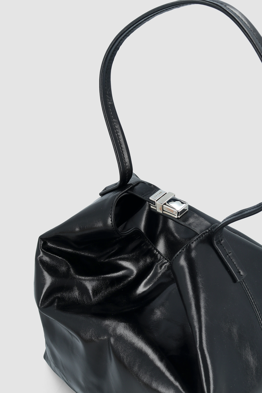 Maxi Bea Black Creased Calf Leather Hobo Bag
