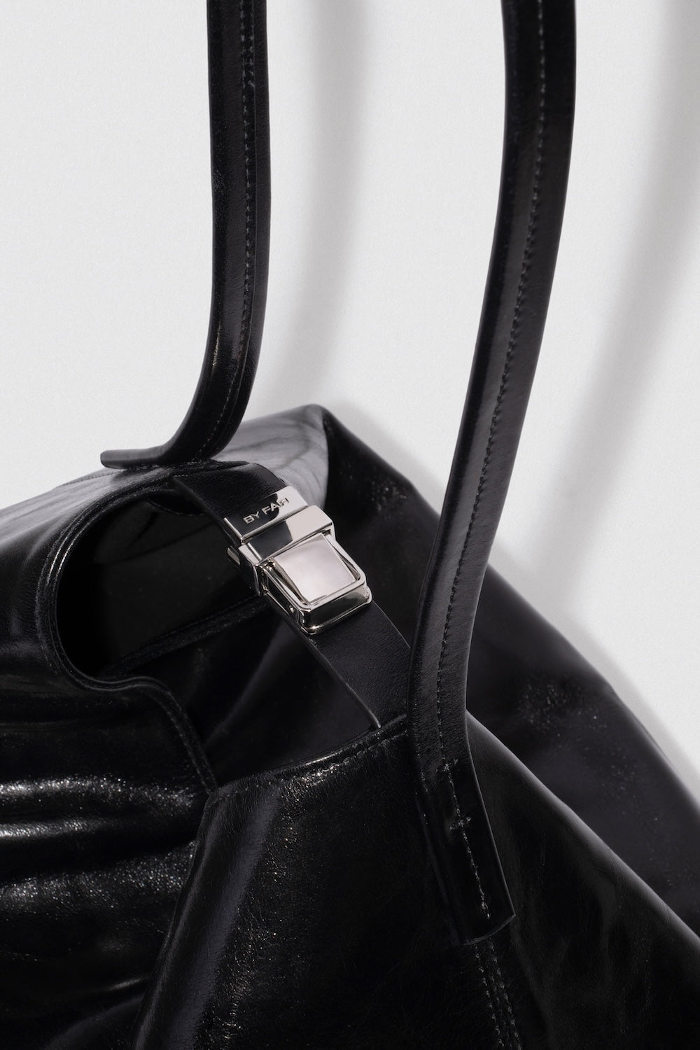 Maxi Bea Black Creased Calf Leather Hobo Bag