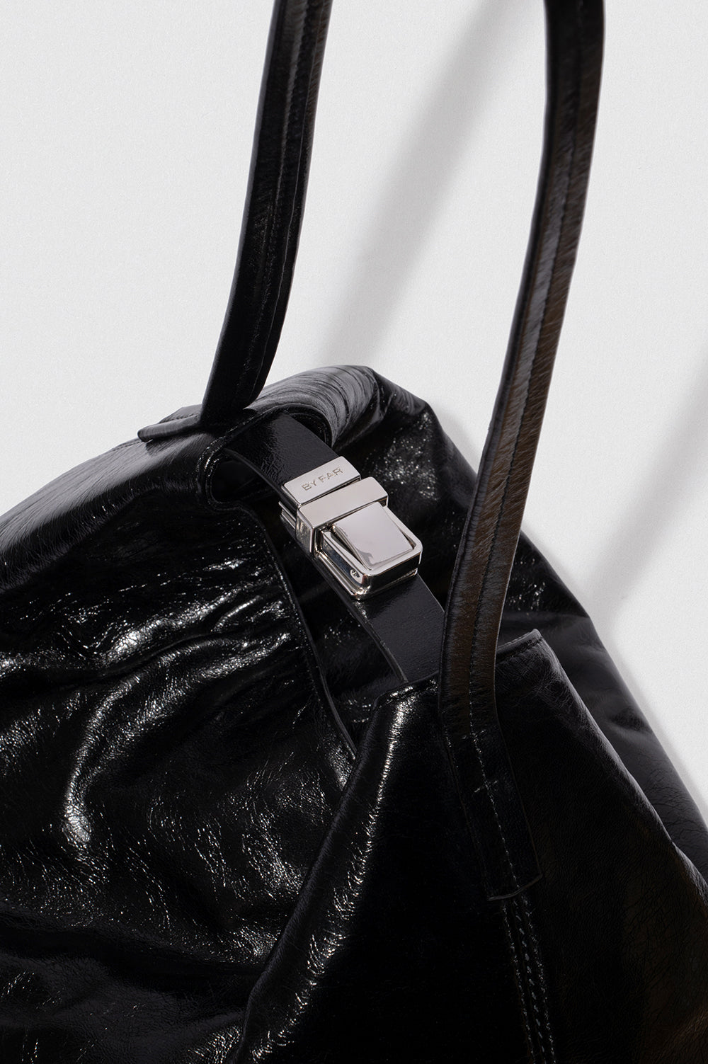 Bea Black Creased Leather Hobo Bag