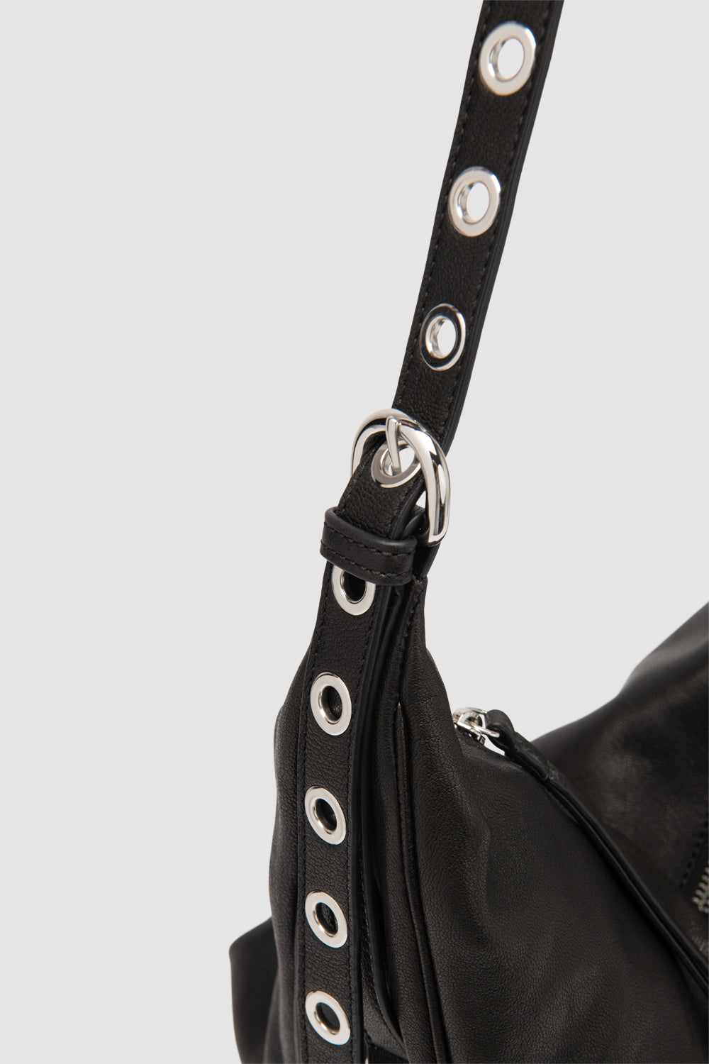 Trayana Black Washed Leather Crossbody Bag