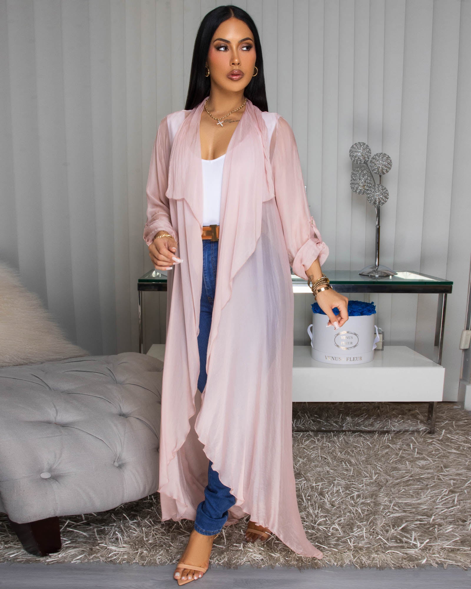 Gloriana Blush Silky Sheer Long Duster