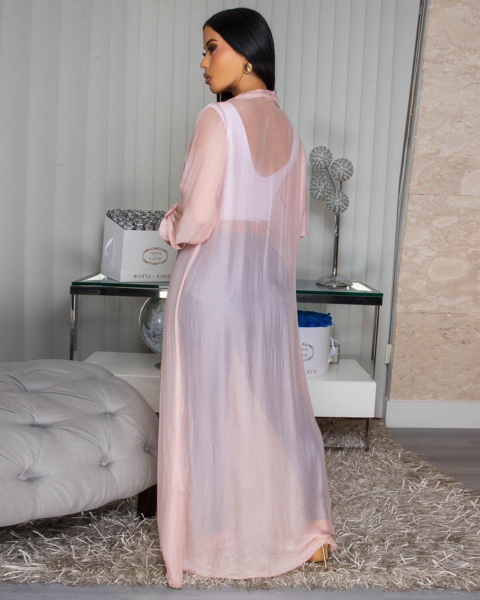 Gloriana Blush Silky Sheer Long Duster