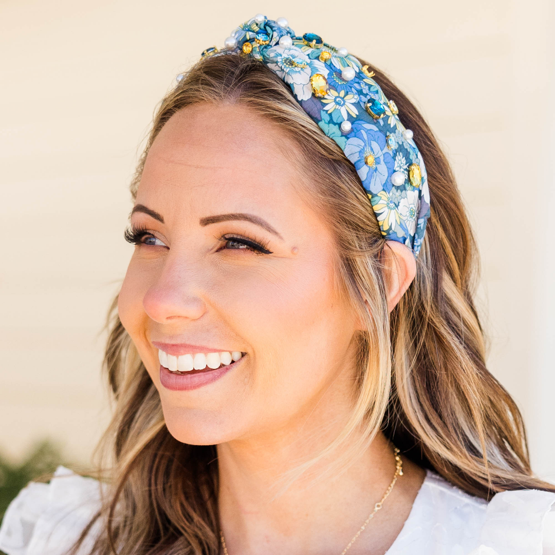 Sand, Palm, And Beach Headband, Blue-Gold