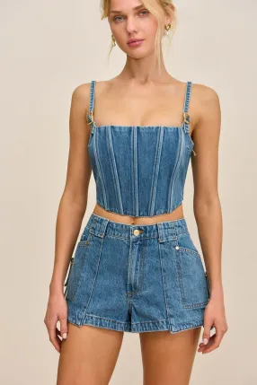 LAUREN TOP - MEDIUM STONE WASH