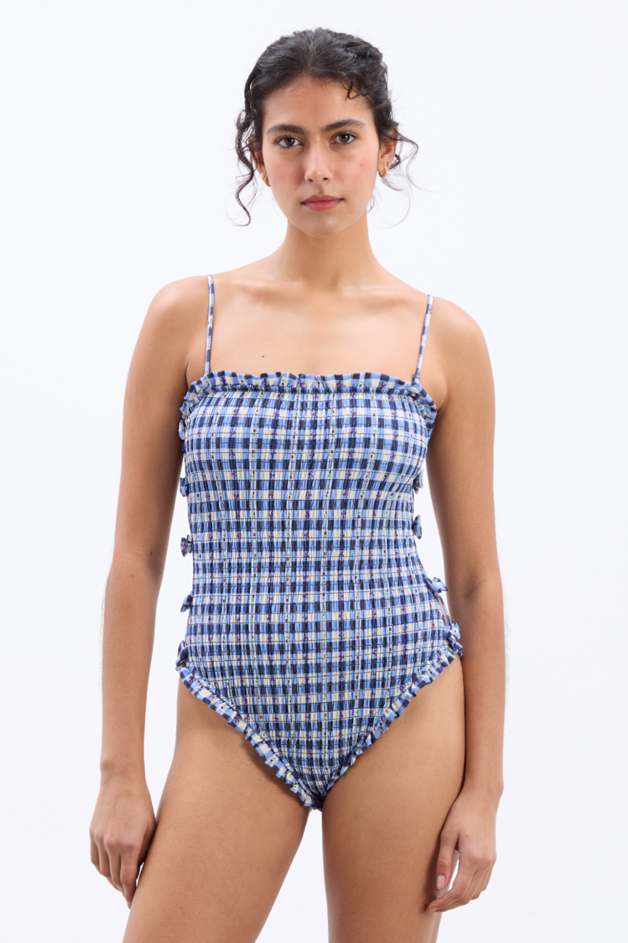 betty swimsuit - blue margot gingham