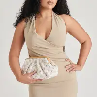 FIORE CLUTCH EMBROIDERED NATURAL RAFFIA