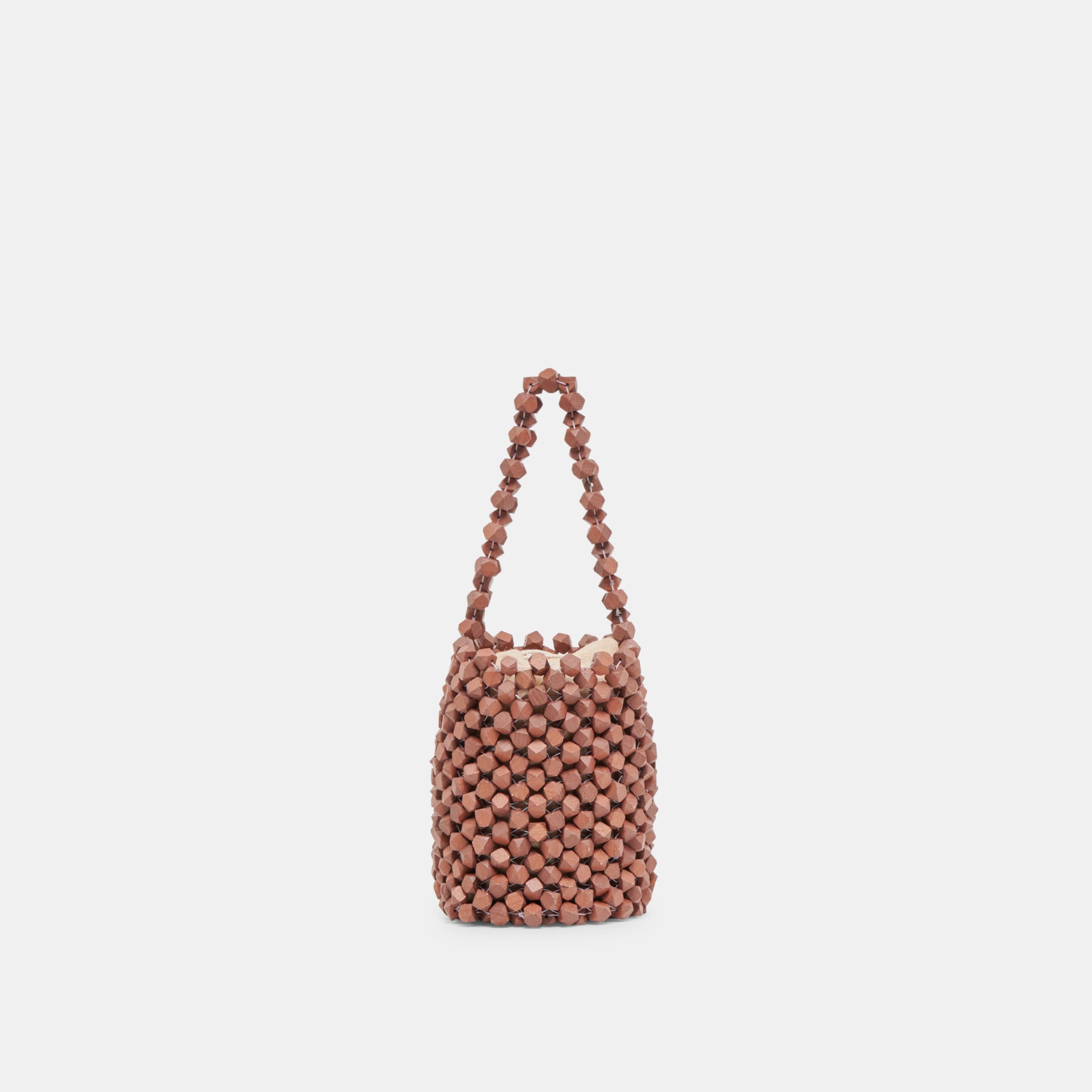 MALOU HANDBAG BROWN WOOD BEADED
