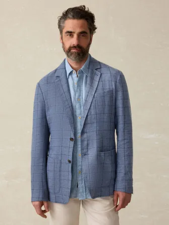 Movement™ Linen Blazer - Storm Cape Windowpane