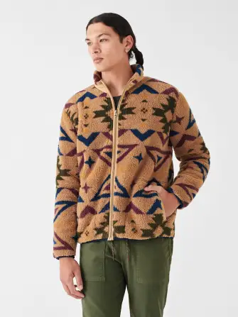 Doug Good Feather High Pile Fleece Full Zip - Desert North Star
