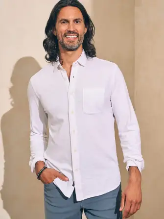 Sunwashed Knit Shirt (Single Pocket) (Tall) - White