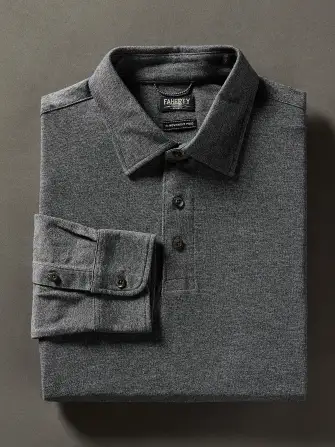 Movement™ Long-Sleeve Pique Polo - Dusty Iron Heather