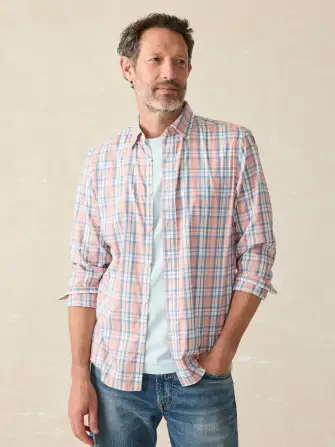 Movement™ Shirt Classic Fit - Ocean Coral Plaid(Ocean Coral Plaid,XS)