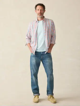 Movement™ Shirt Classic Fit - Ocean Coral Plaid(Ocean Coral Plaid,XS)