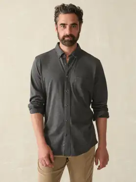 Coastline Knit Shirt - Charcoal Heather Twill