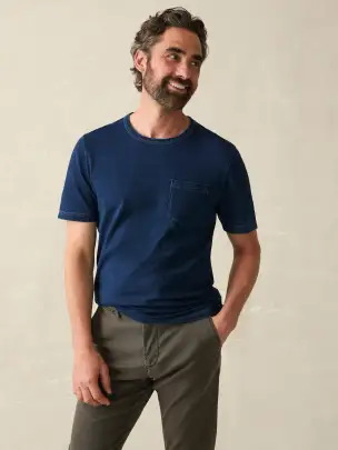 Short-Sleeve Indigo Pocket Tee - Midnight Wash